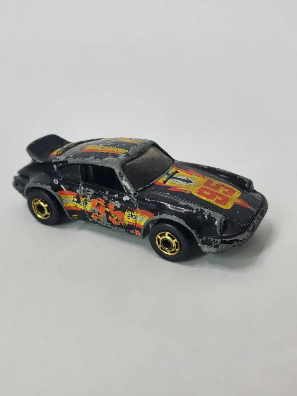 1974 Hot Wheels Black Porsche P-911 #95 Gold Rim Hong Kong HK